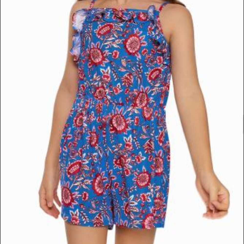 Girls Blue Sleeveless Romper